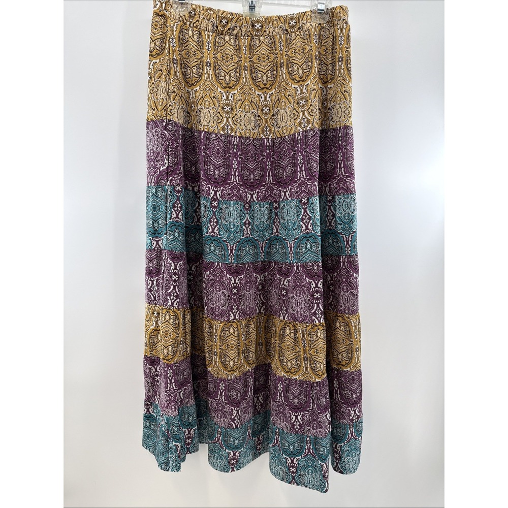 Peasant Artsy Hippie Boho Festival CATO Maxi Skirt Multicolor Size Med